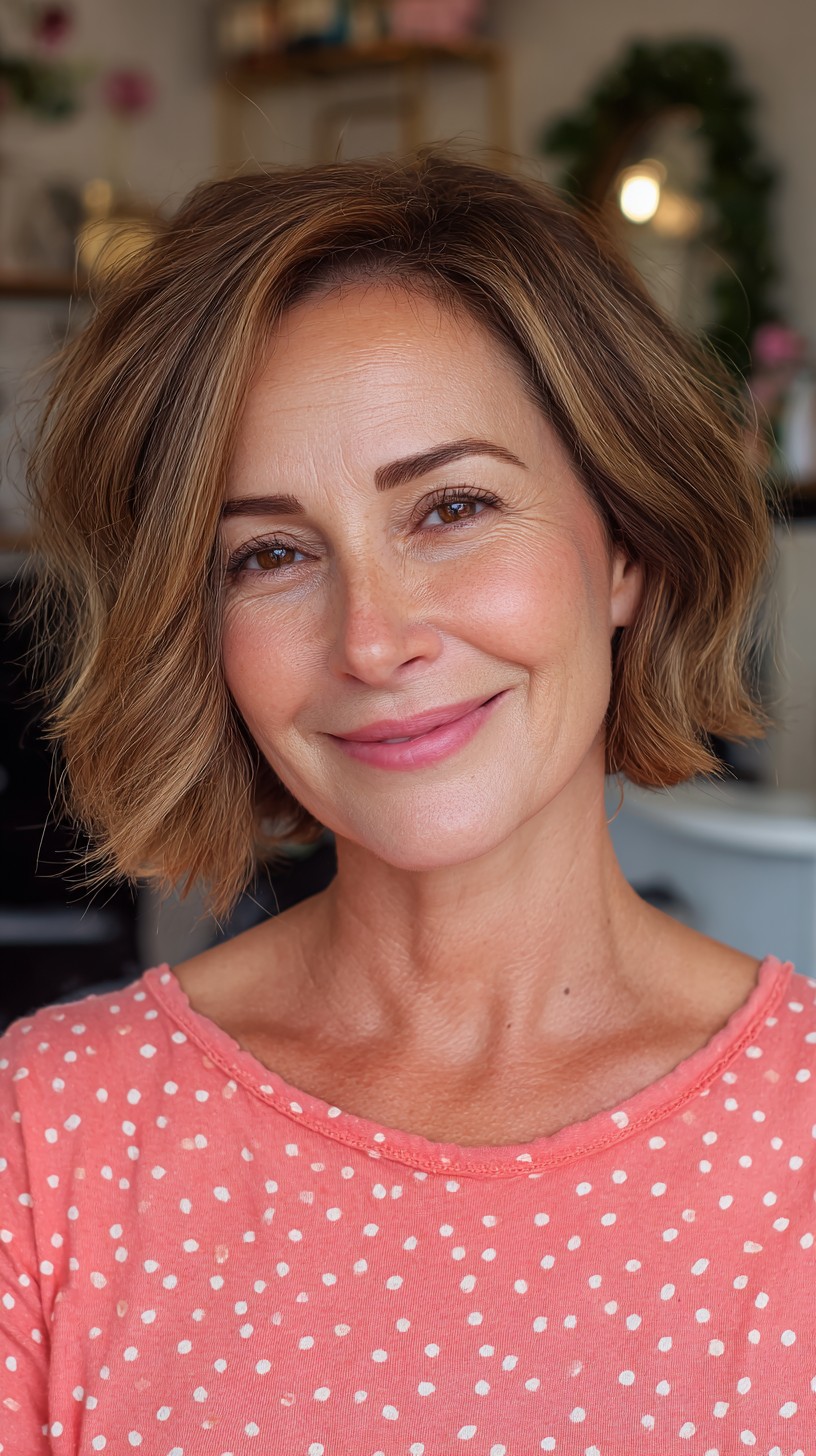 Charming Brunette Bob with Soft Wave Accents
