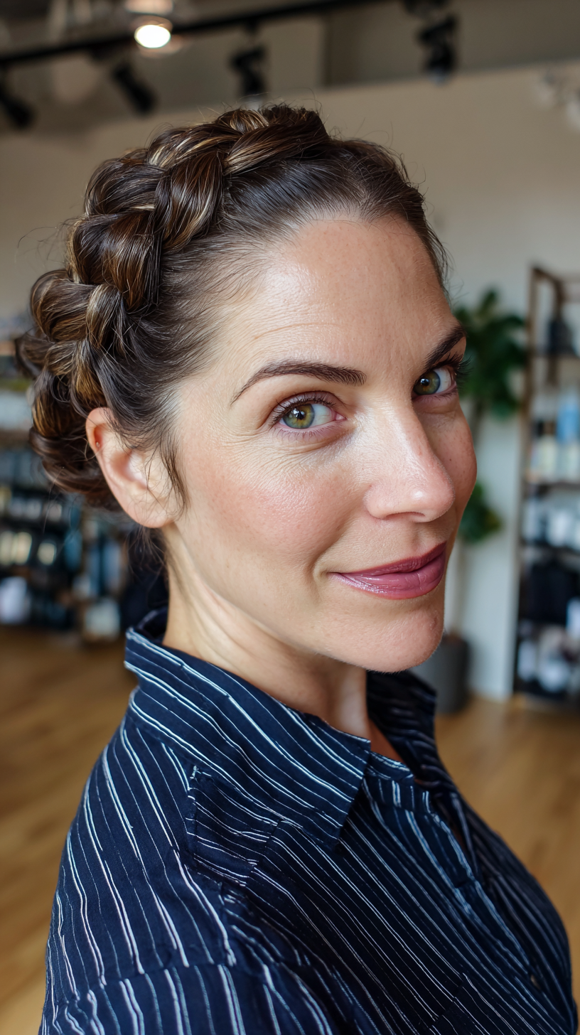 Chic Braided Crown with Subtle Highlights