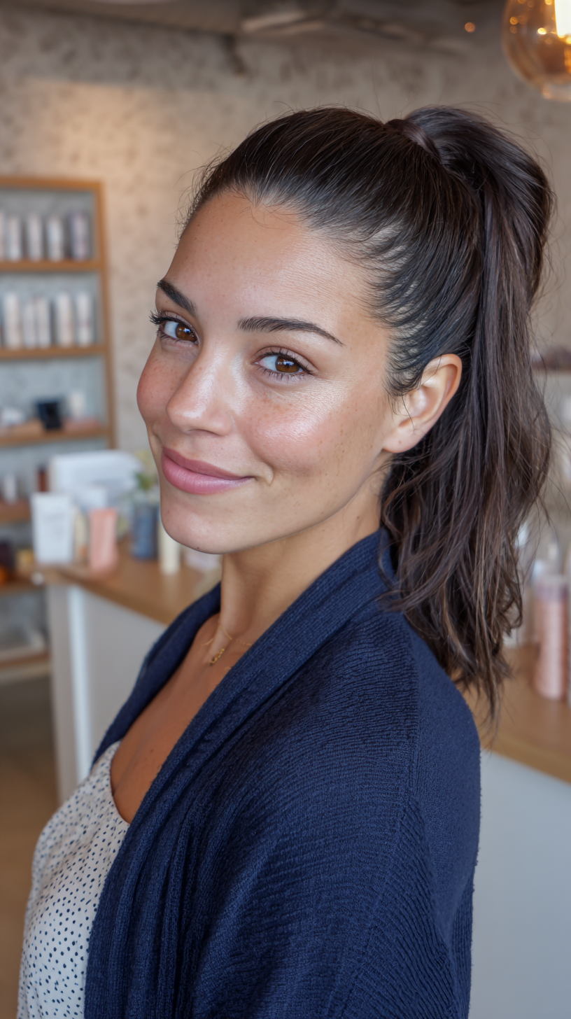 Chic High Ponytail with Natural Texture