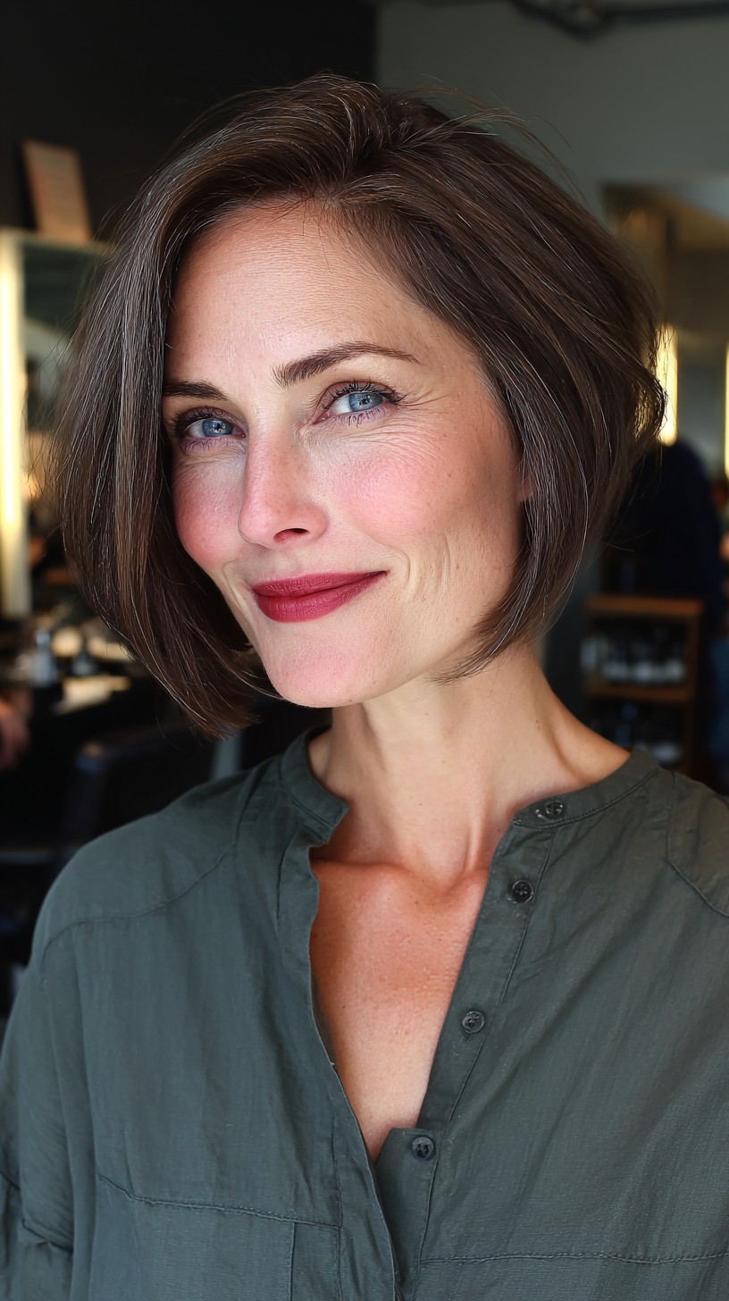 Chic Precision-Cut Brunette Bob