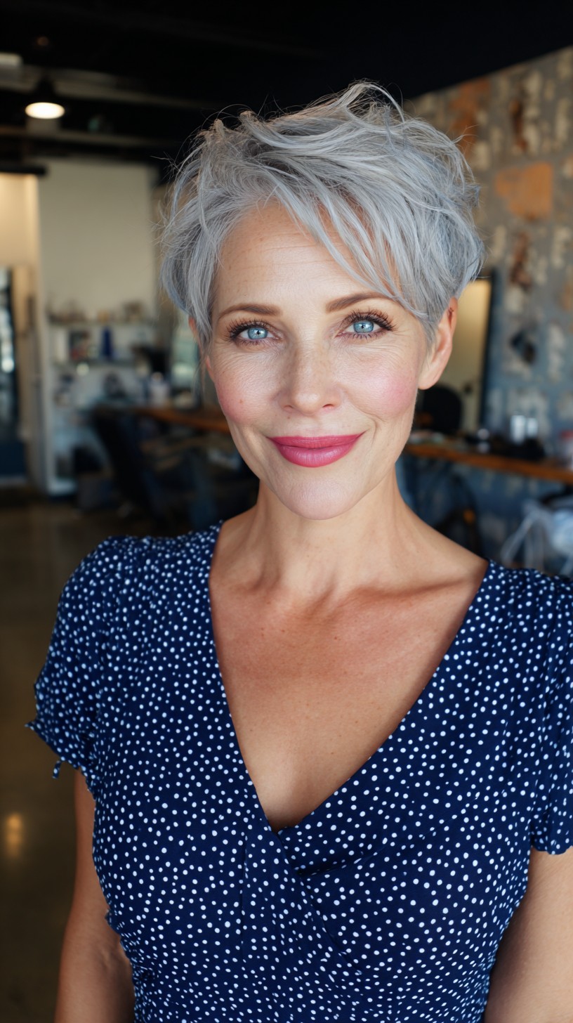 Chic Silver Pixie Cut for Mature Women
