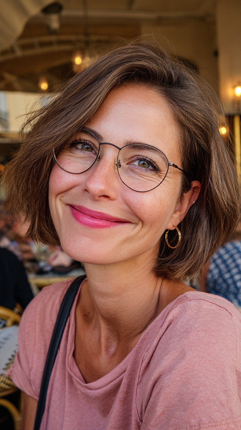 Chic Soft Textured Bob with Natural Highlights