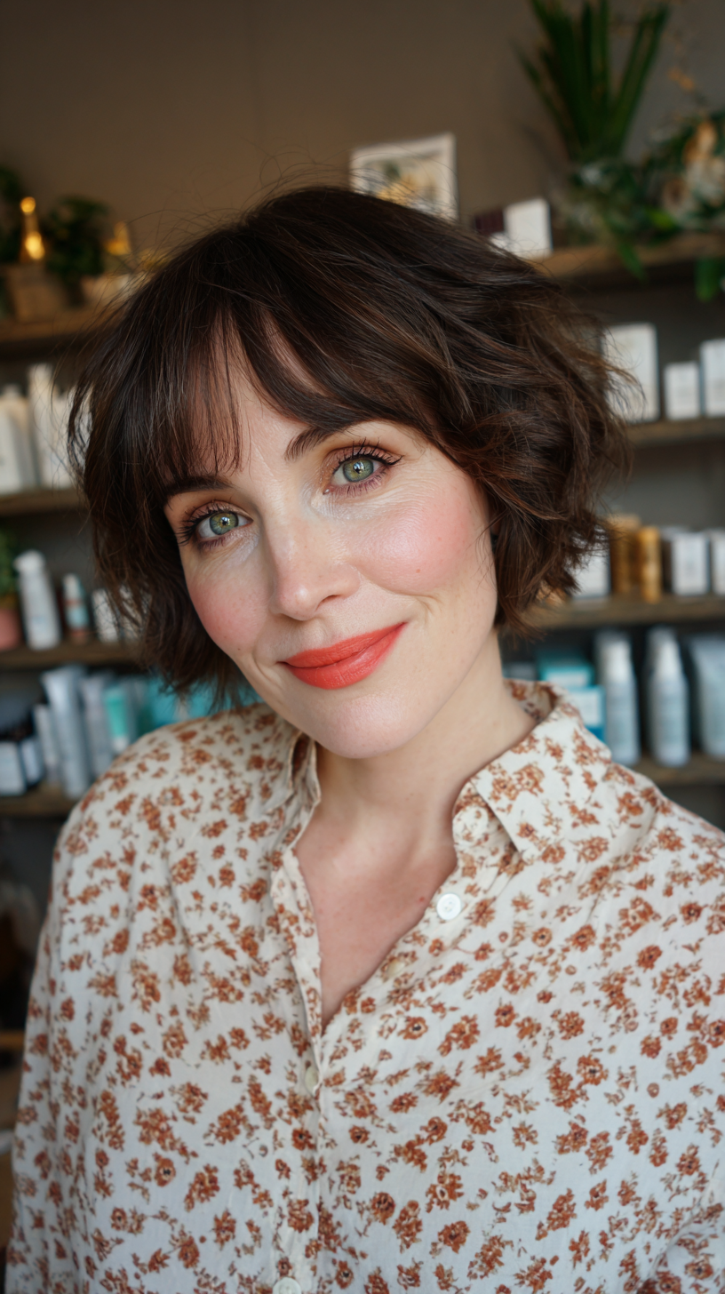 Chic Textured French Bob with Playful Curls