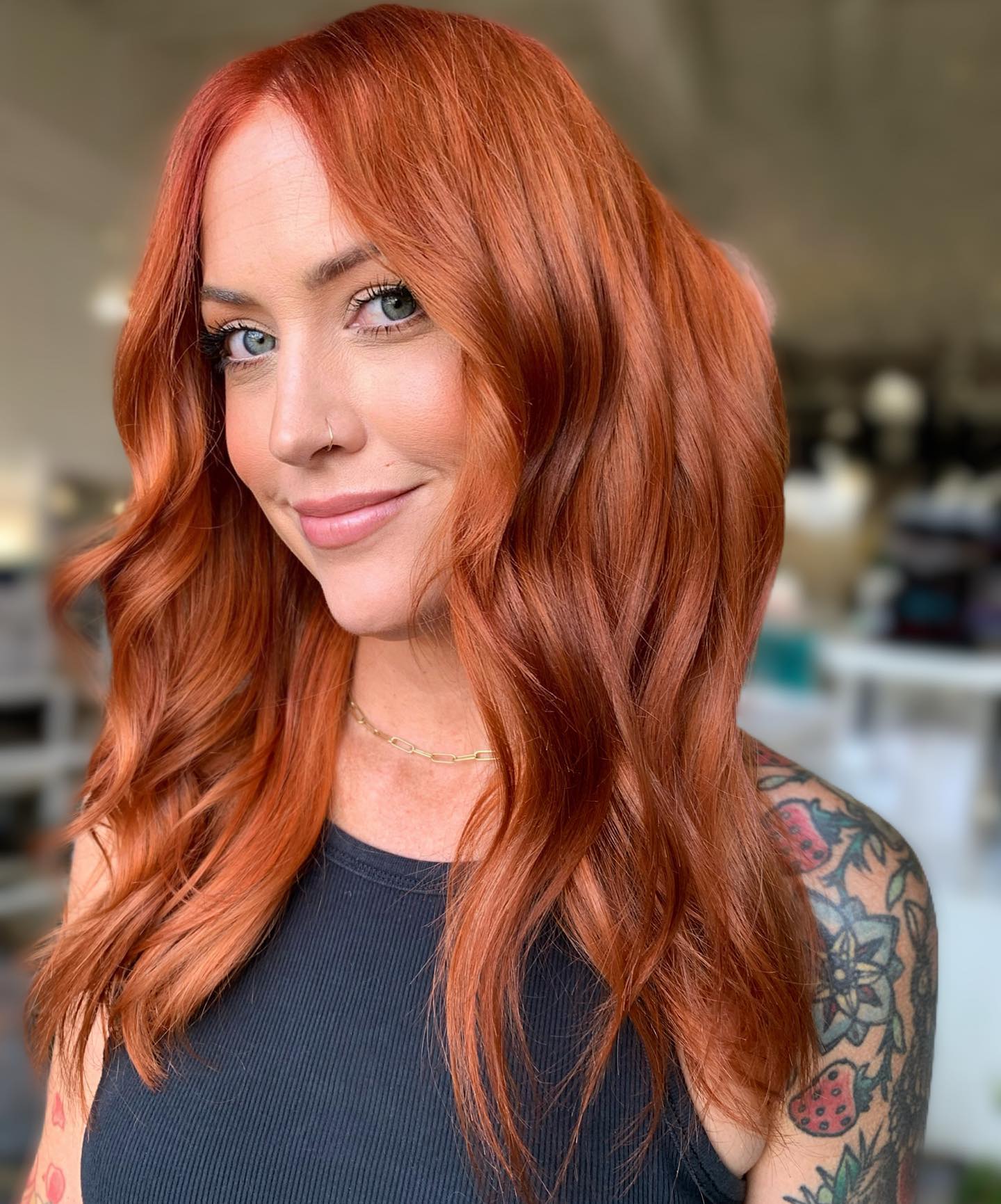 Deep Auburn Gentle S-Waves with Soft Highlights