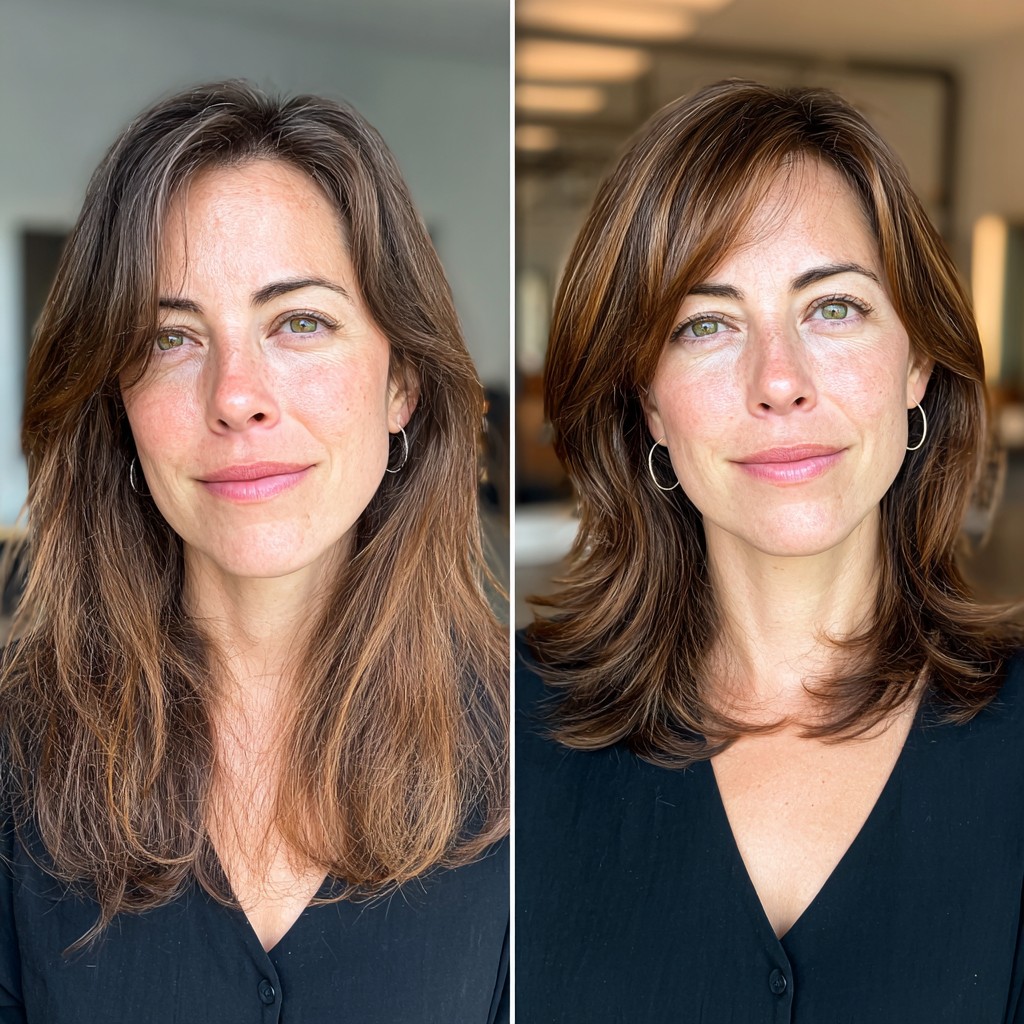 Effortless Layered Brunette Bob