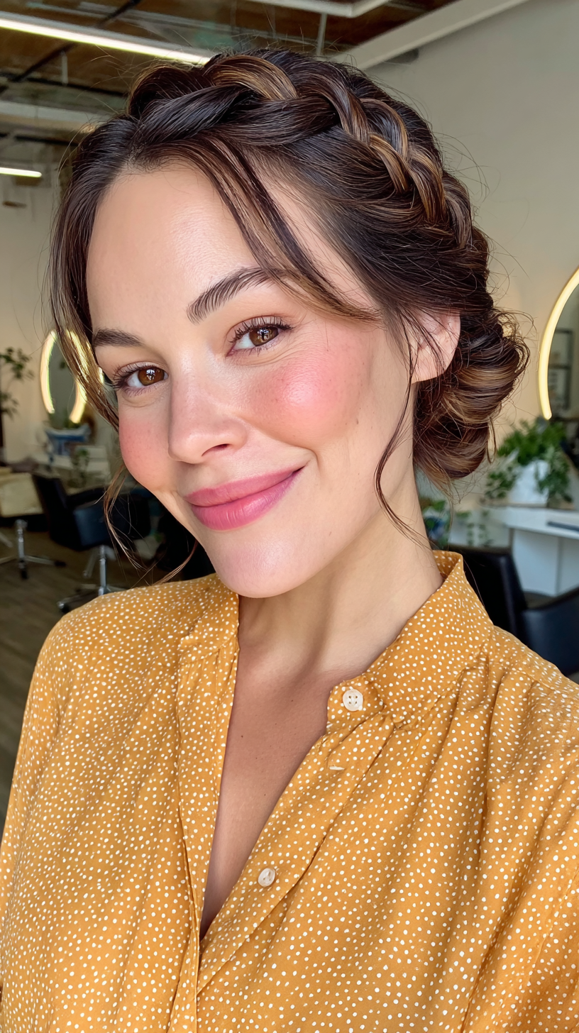 Elegant Braided Updo with Soft Face-Framing Strands