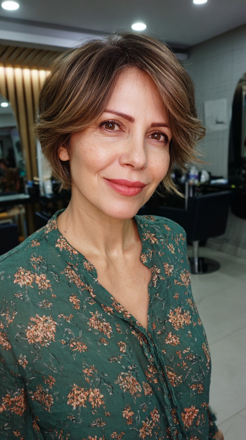 Elegant Caramel Layered Bob with Side Sweep