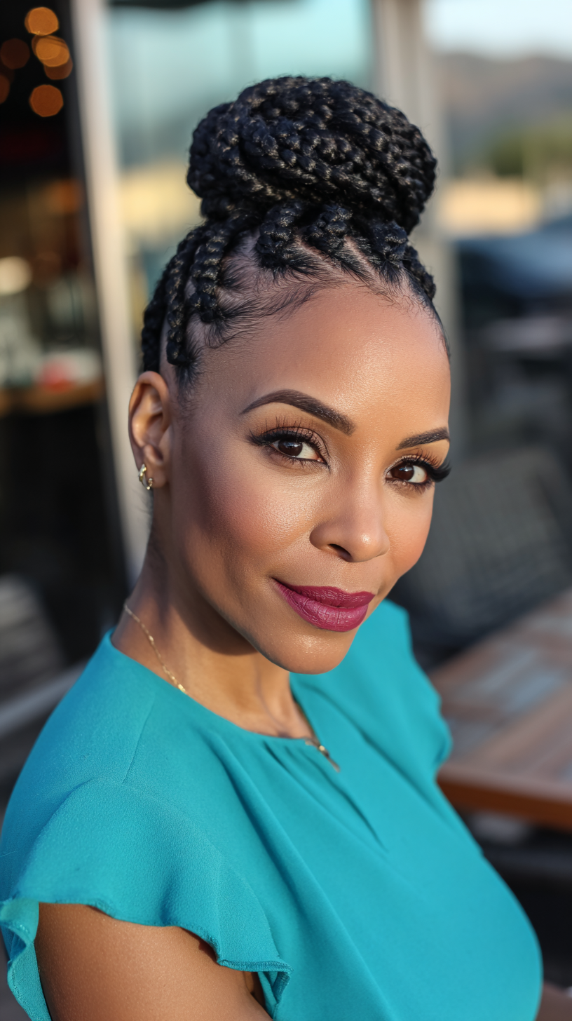 Elegant High Bun with Intricate Braided Detail