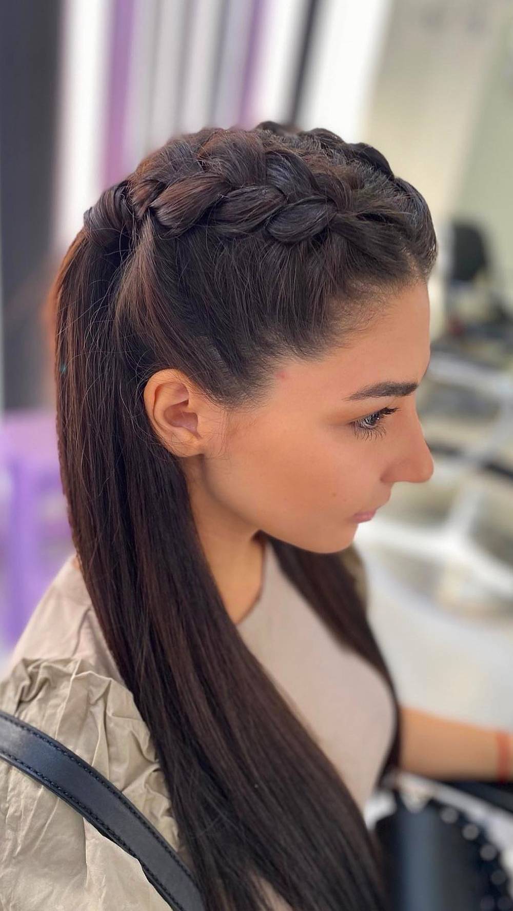 Elegant Sleek Braided Half-Up Hairstyle