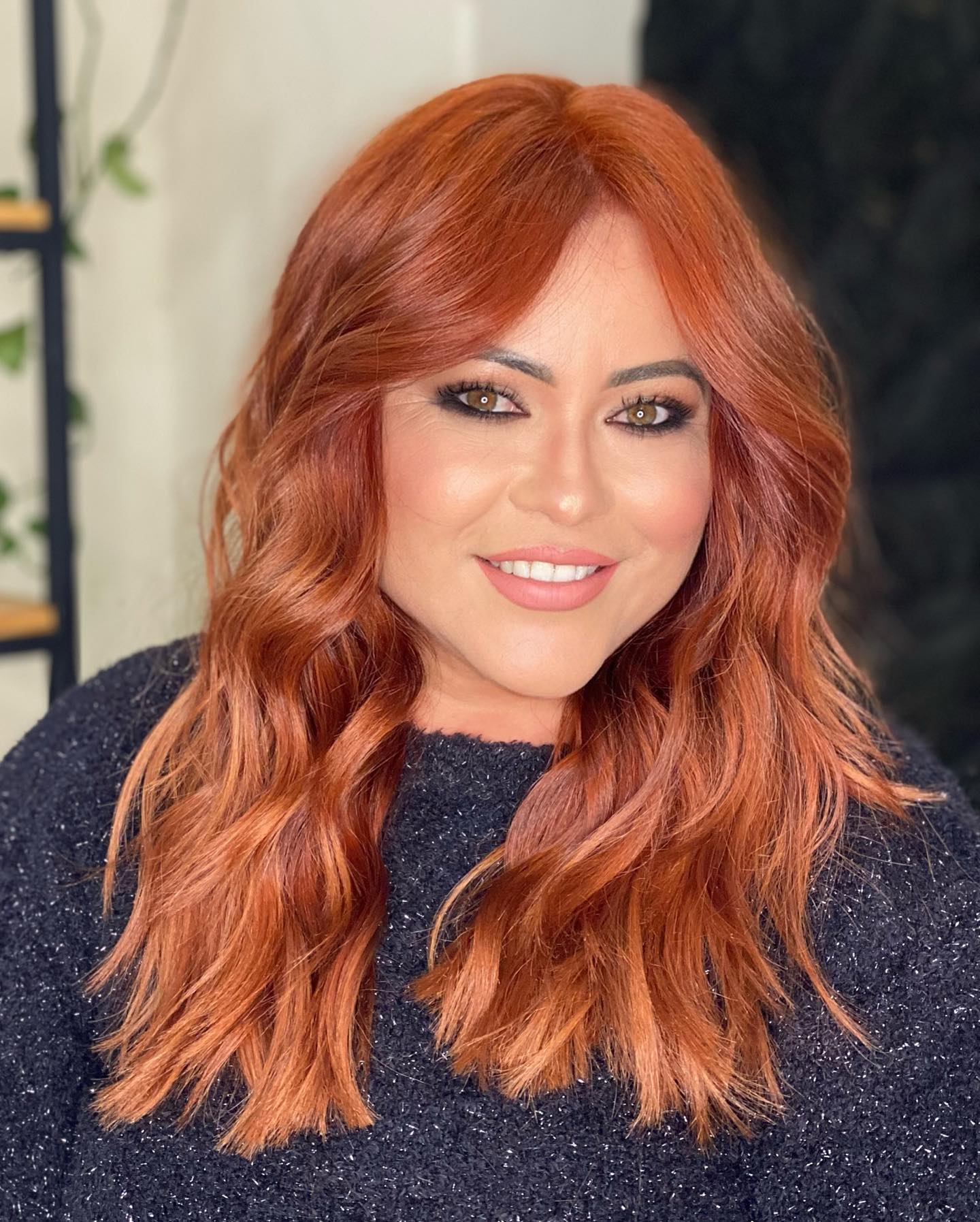 Fiery Auburn Waves with Soft Blended Layers