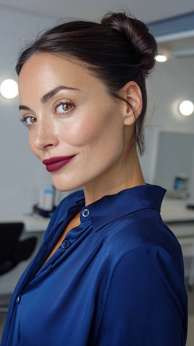 Modern Twisted Bun with Soft Face-Framing Layers