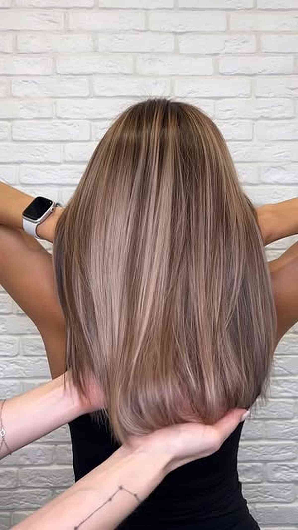 Mushroom Brown Hair with Beige Highlights