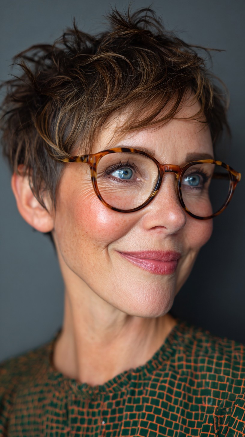 Playful Tousled Brunette Pixie