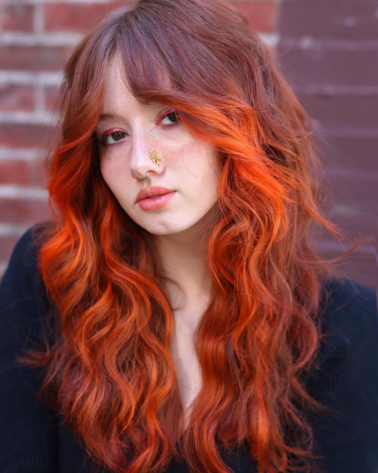 Rich Tangerine Cascade with Subtle Curled Ends