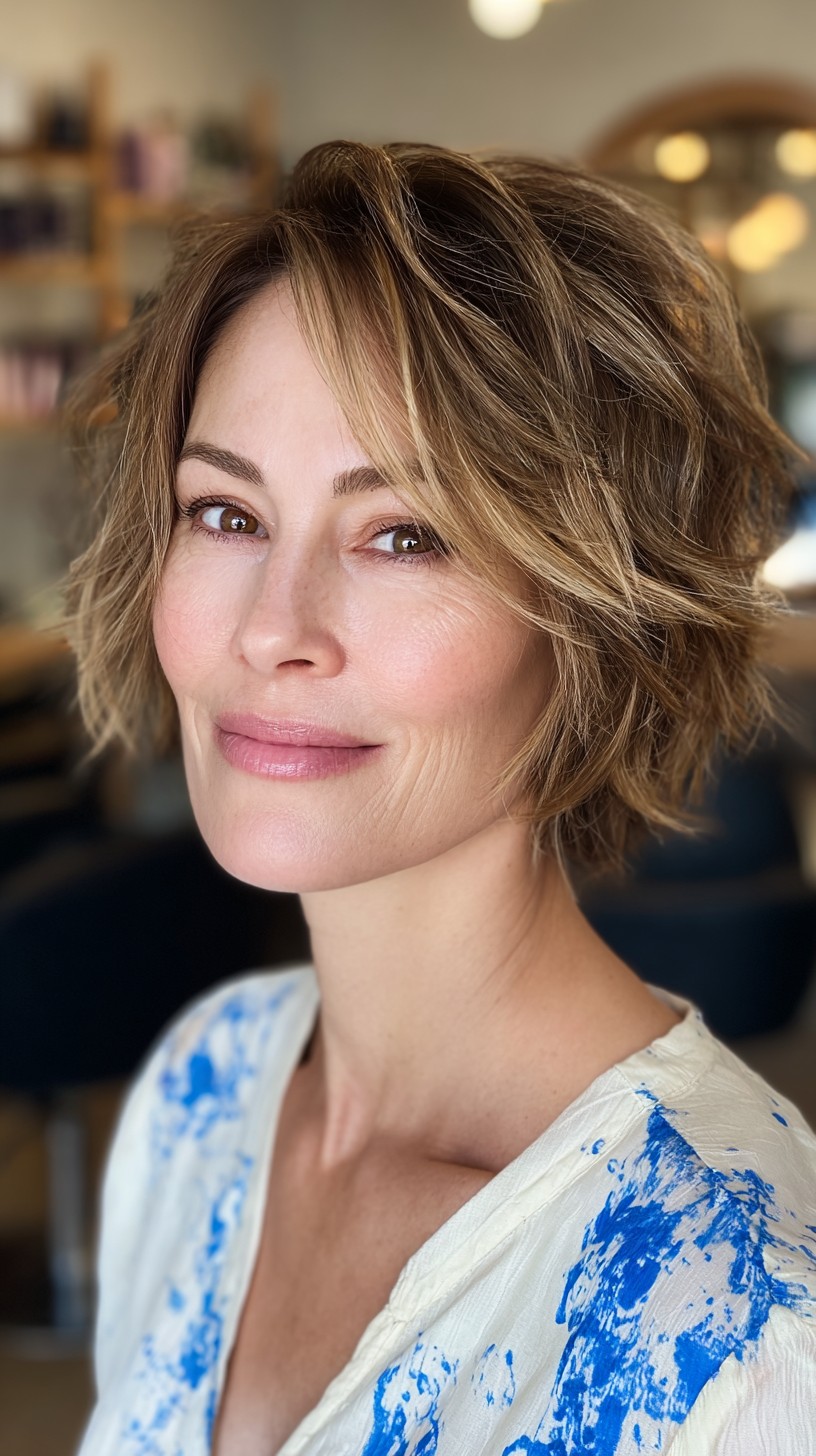 Short Wavy Multi-Tonal Bob