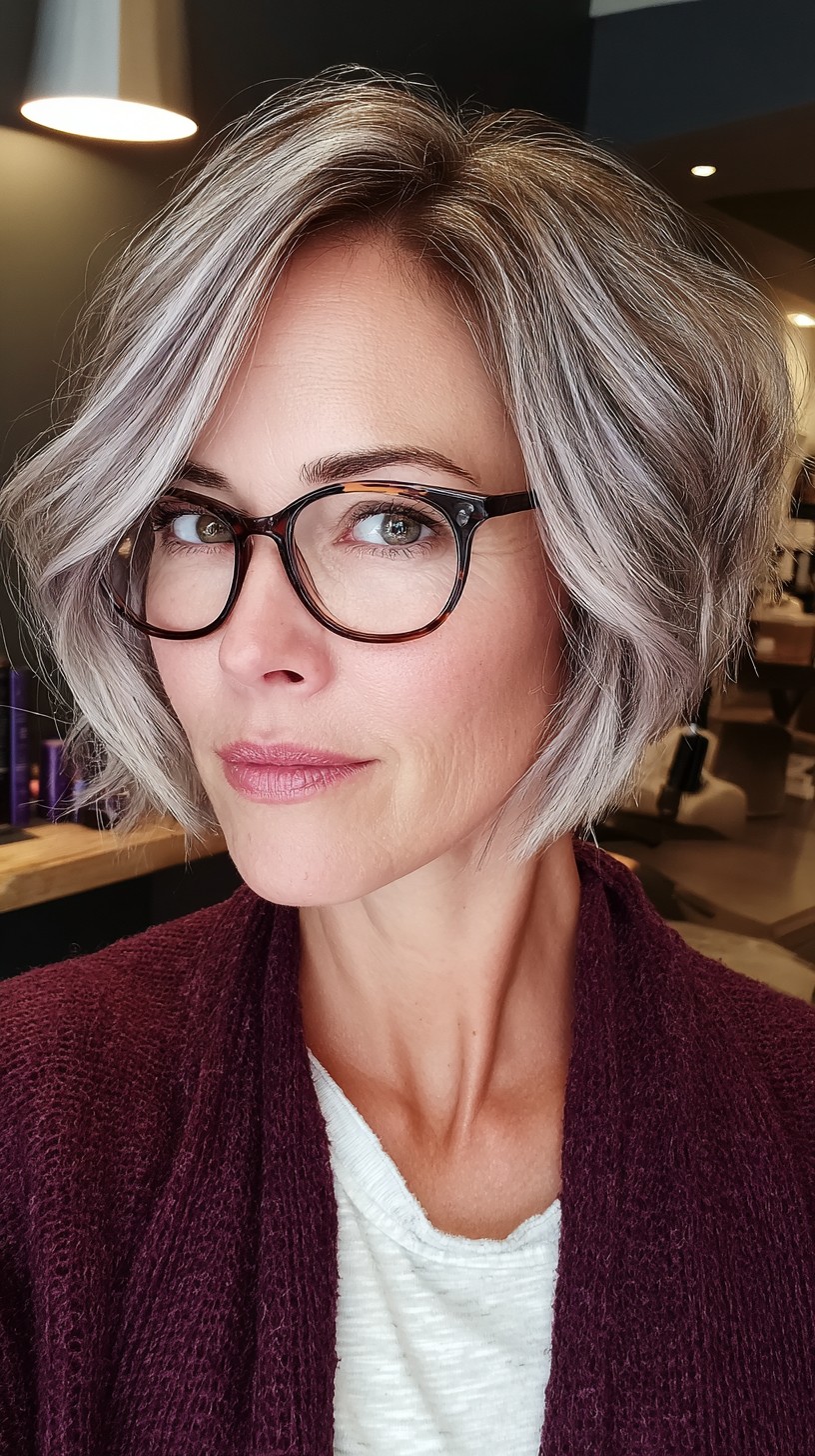 Silver Ash Bob with Soft Waves