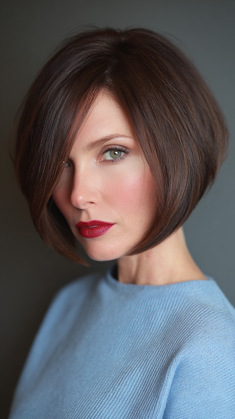 Sleek Chestnut Bob with Precision Cut