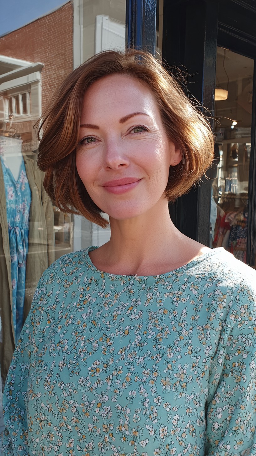 Sleek Copper Bob with Soft Waves