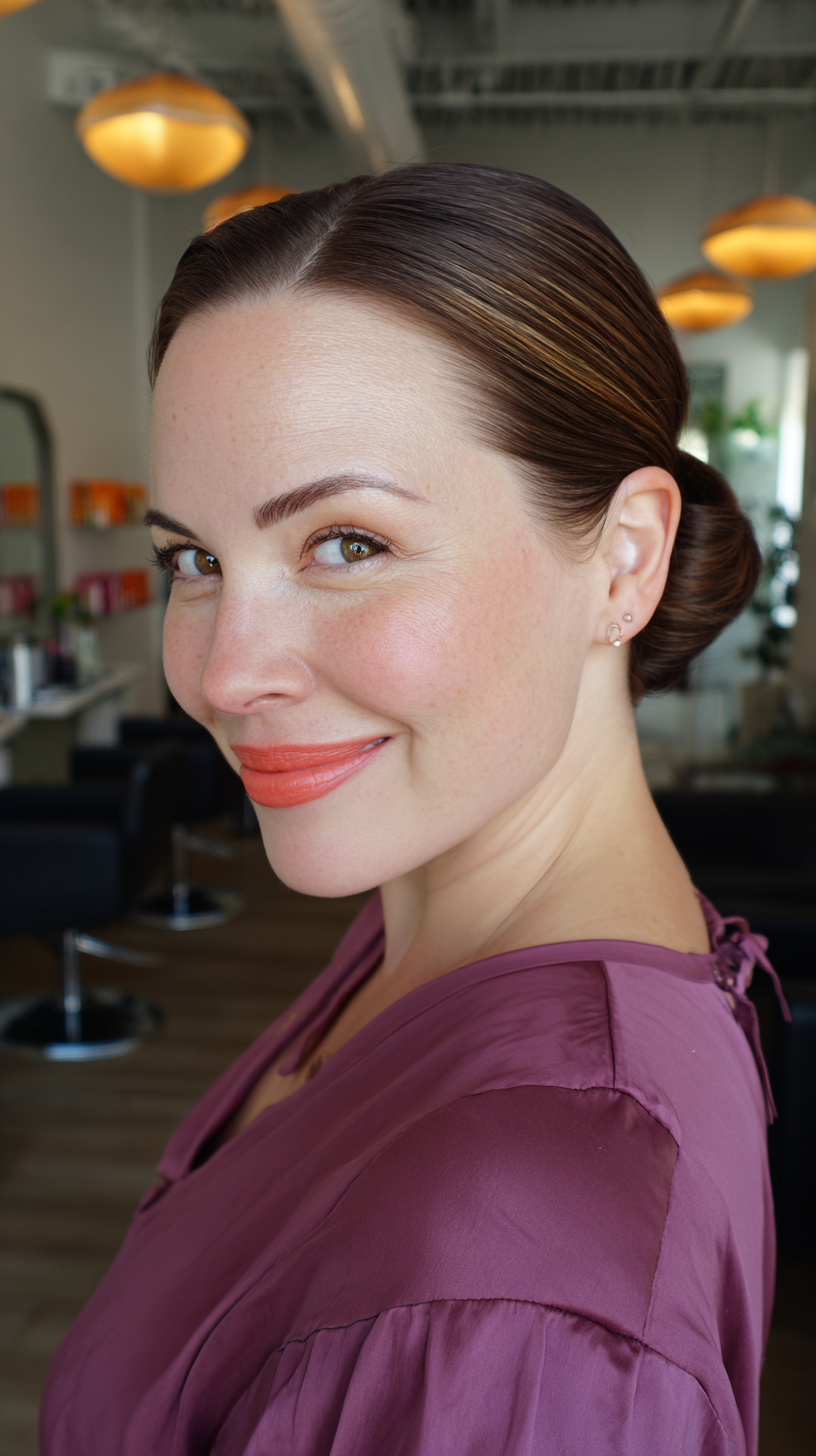 Sleek Low Bun with Subtle Dimension