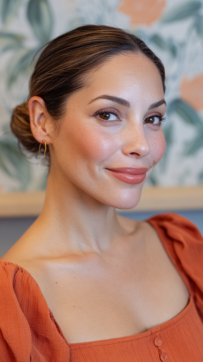 Sleek Low Chignon with Subtle Highlights