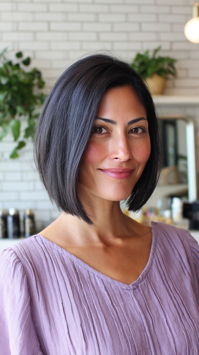 Sleek Midnight Bob with Subtle Layers