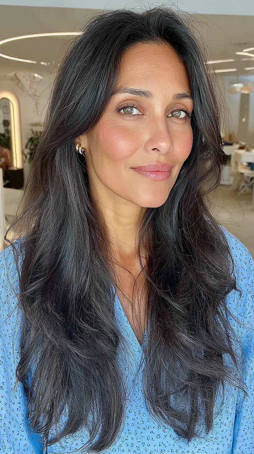 Sleek Midnight Layers with Soft Waves