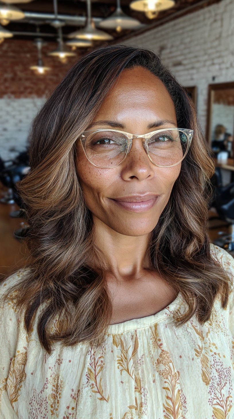 Soft Caramel Balayage with Gentle Waves