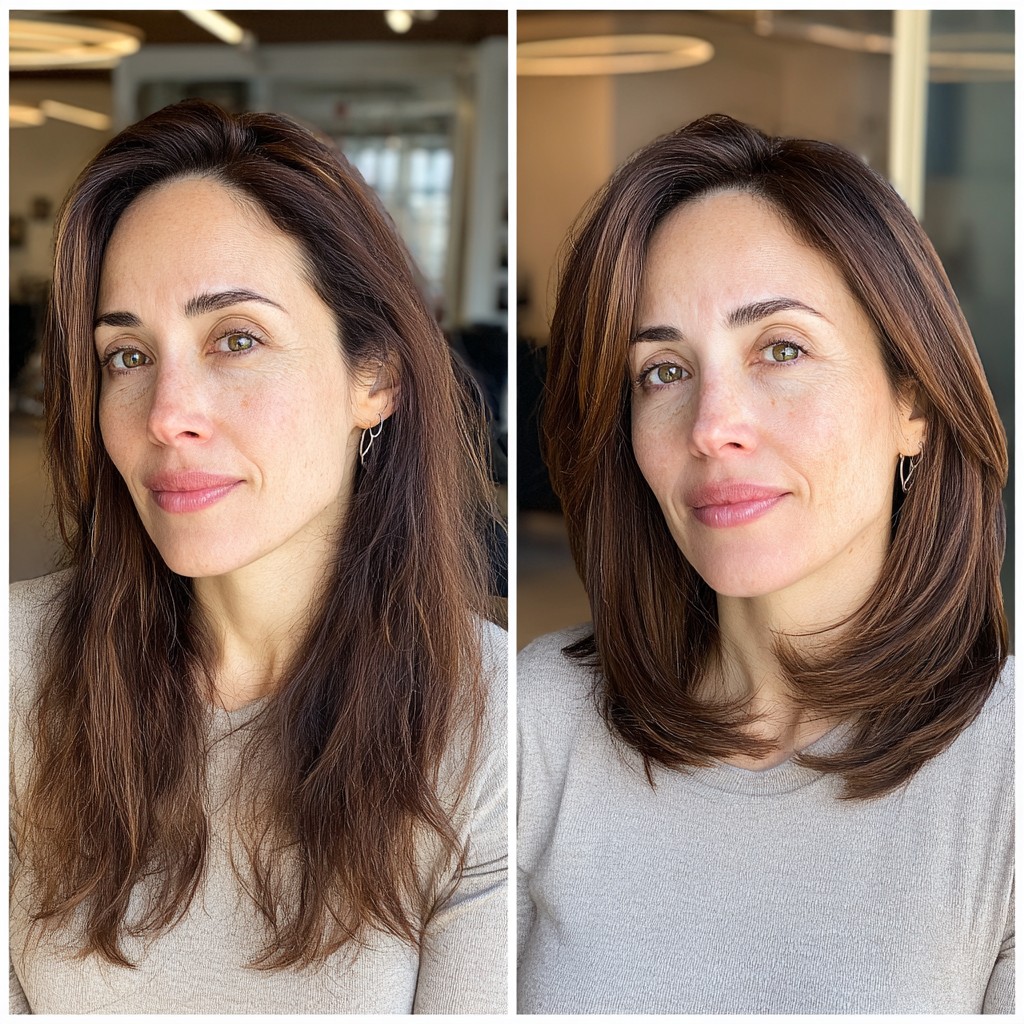 Soft Chestnut Layers with Face-Framing Highlights