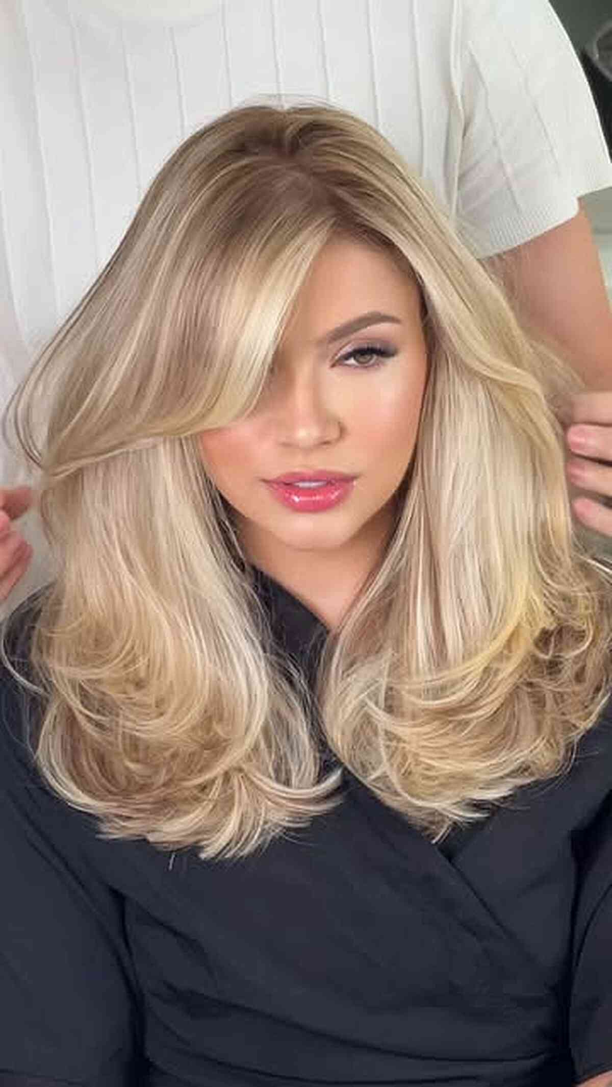 Soft Medium Layers with Side-Swept Fringe