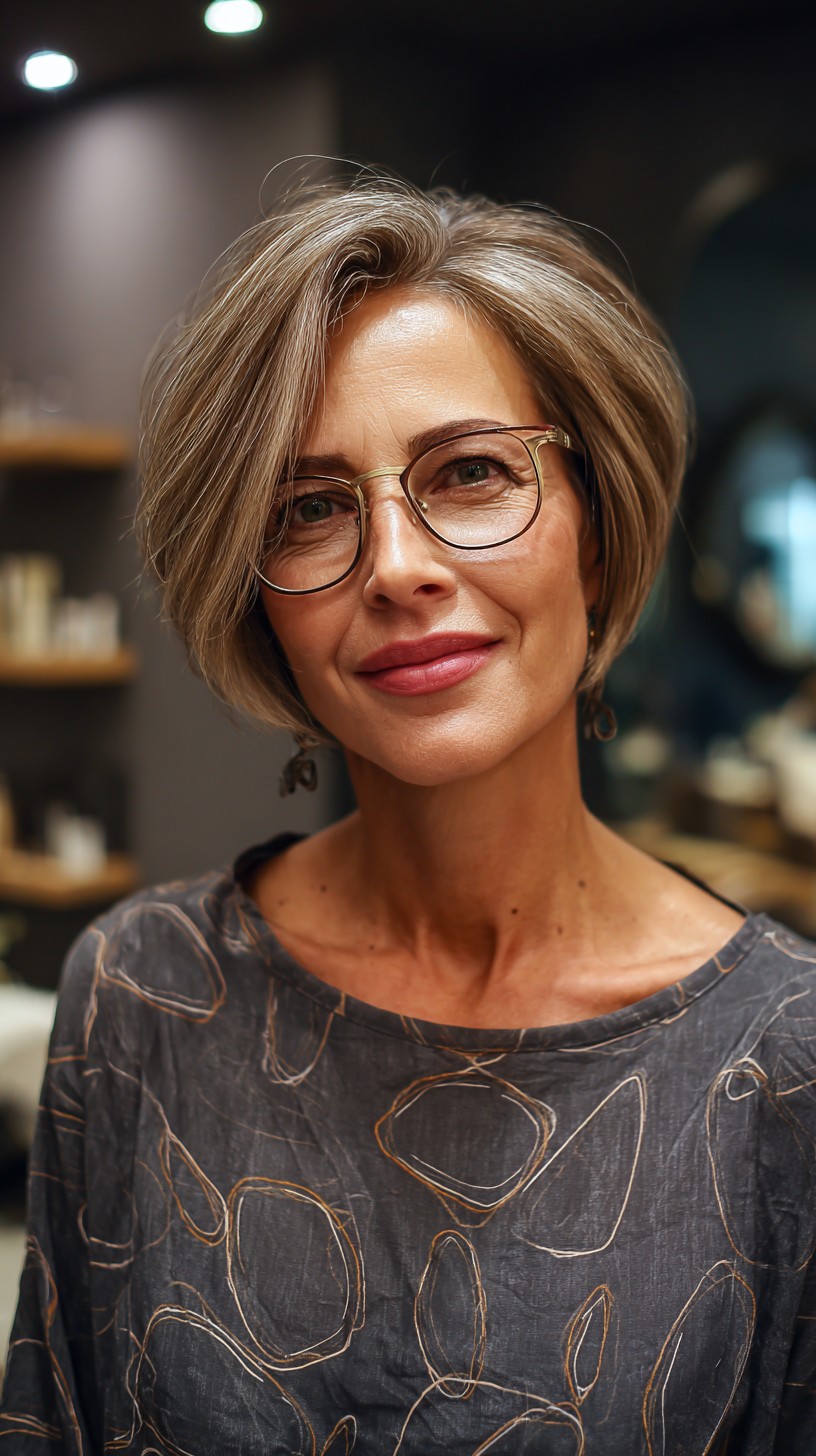 Sophisticated Silver Layered Bob with Textured Ends