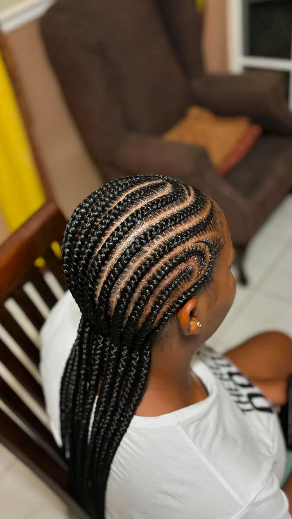 Stunning Curved Cornrow Braids with Length