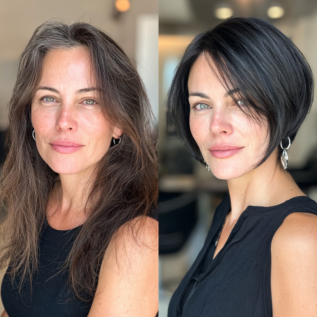 Stunning Transformation into Sleek Midnight Bob