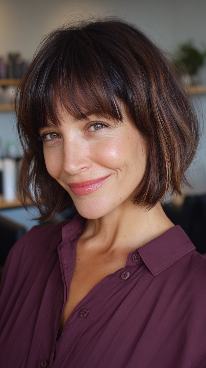 Stylish Choppy French Bob with Subtle Bangs