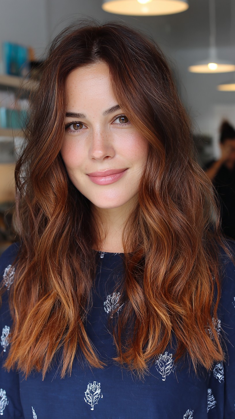 Subtle Amber Tresses with Gentle Waves