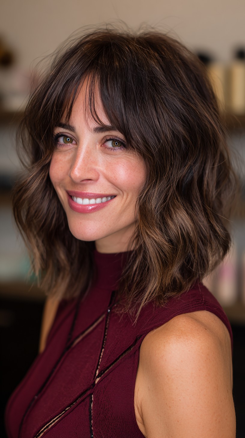 Textured Mid-Length Waves with Deep Brown Tones