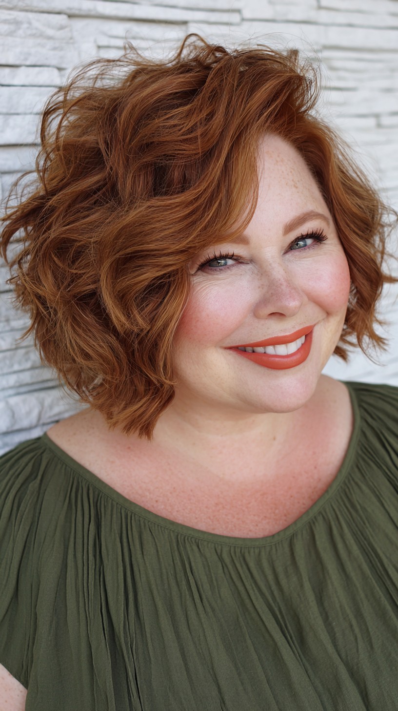 Vibrant Copper Layered Bob for Full Faces