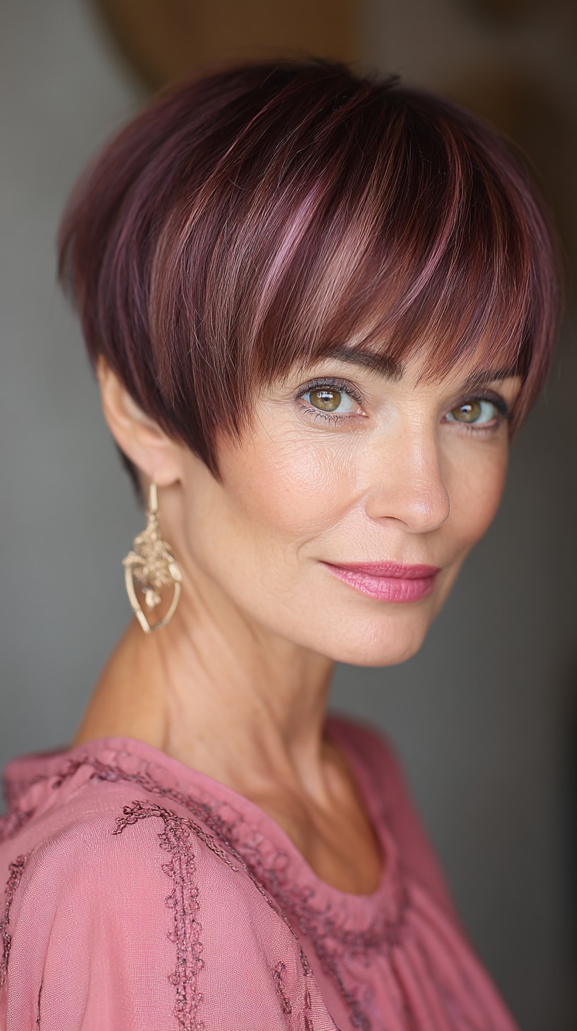 Vibrant Plum Pixie with Subtle Undercut