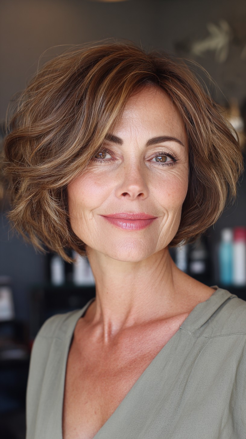 Voluminous Caramel Swirl Bob