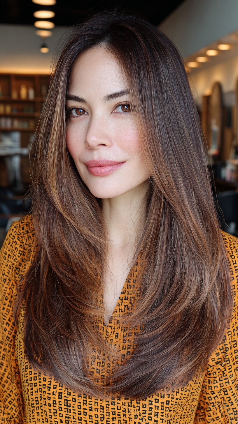 Warm Copper Tonal Layers with Feathered Ends