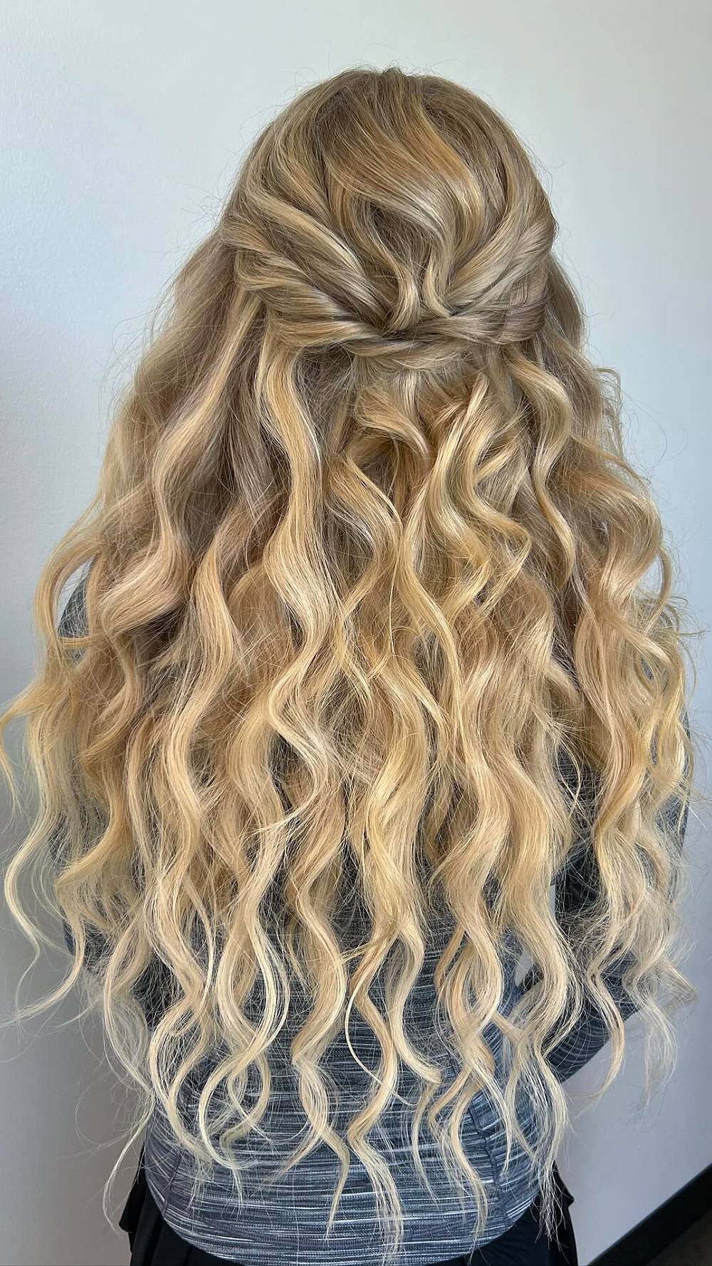 Beautifully Curled Half-Up Hairstyle