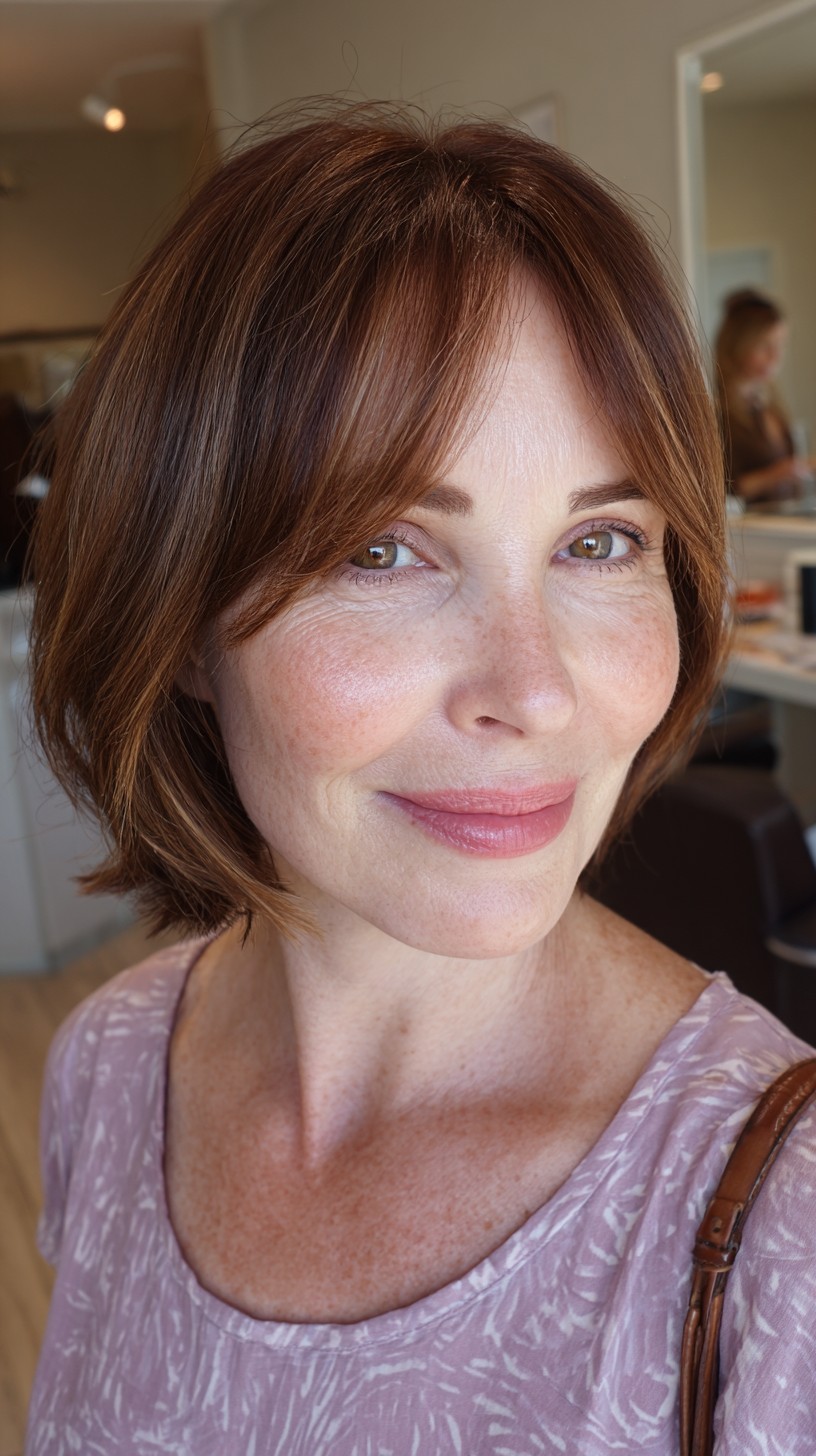 Chic Auburn Bob with Soft Textured Ends