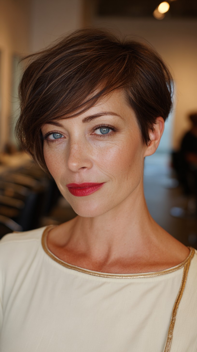 Dynamic Tousled Pixie Cut with Deep Side Part