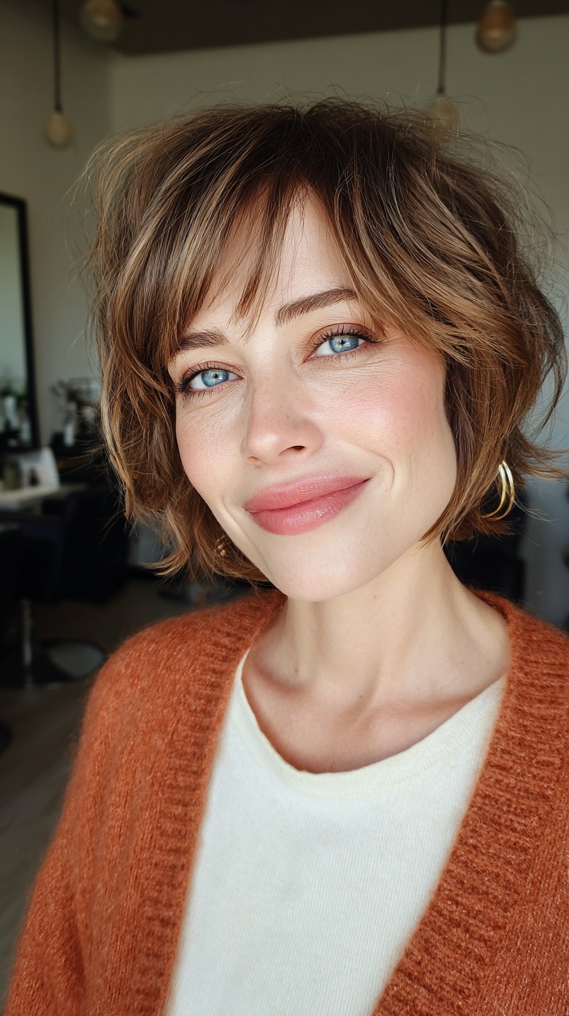 Effortlessly Chic Tousled Brunette Bob