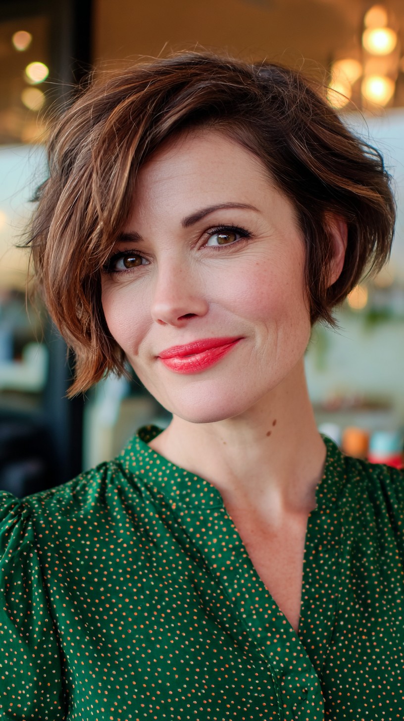 Elegant Chocolate Brown Wavy Bob