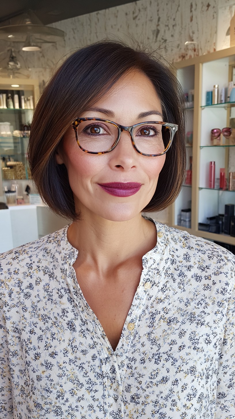 Polished Chestnut Bob with Sleek Framing