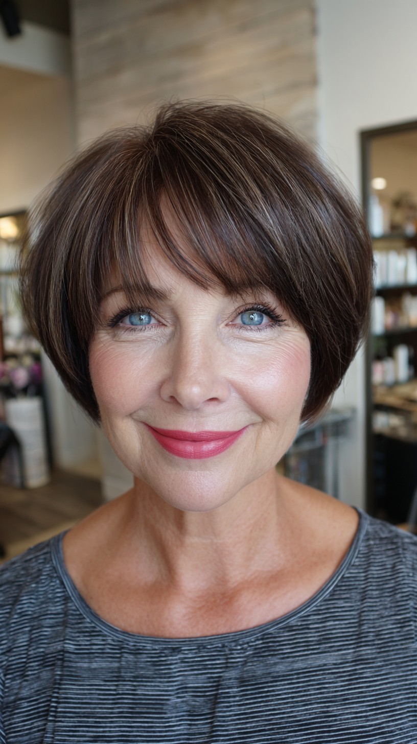 Polished Chocolate Bob with Subtle Volume