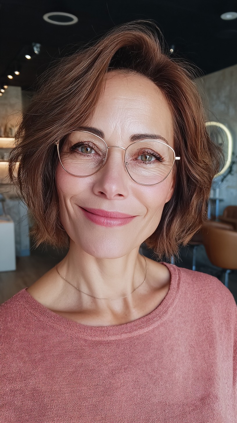 Soft Chestnut Tousled Bob