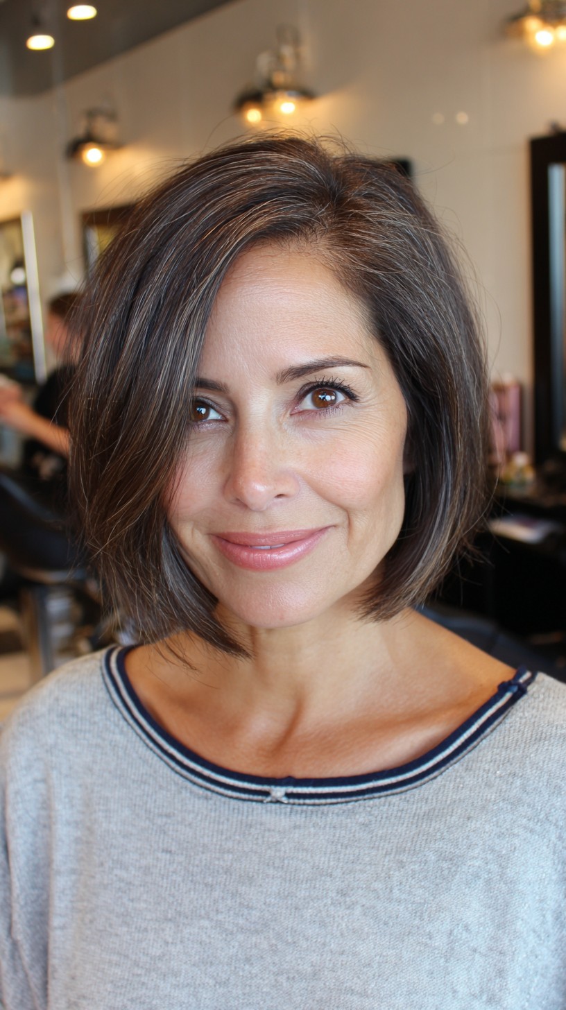 Soft-Textured Brown Bob with Gentle Waves