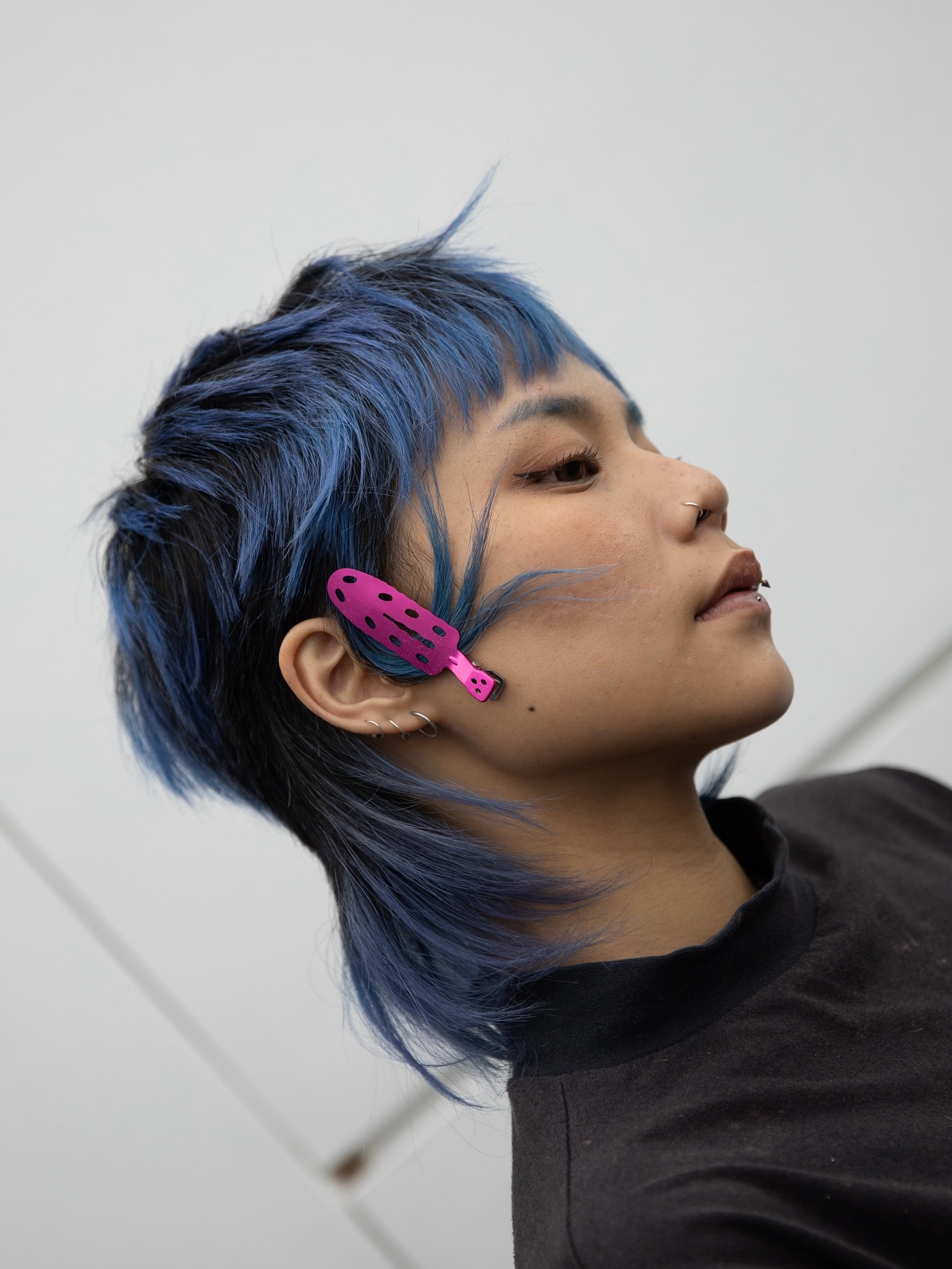 Vibrant Electric Blue Textured Bob with Clipped Accents