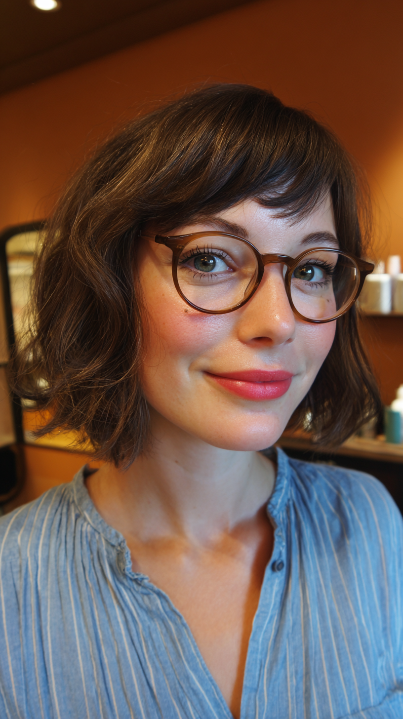 Charming Textured Messy French Bob with Soft Waves